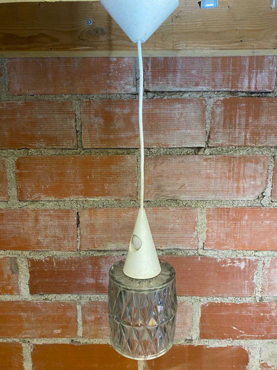 Antique Pendant Light Molded Glass 70s Vintage