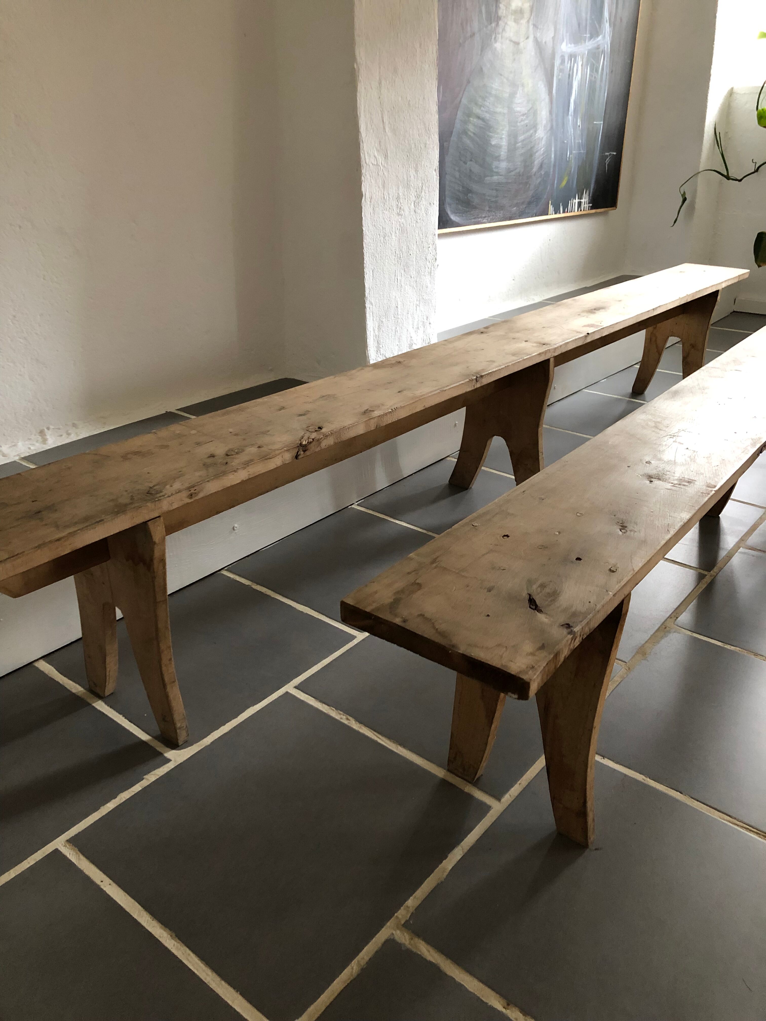 Pair of old farm benches 3 meters