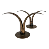 Paire de bougeoirs Lily en laiton, Ystad Metall, Suède, design Ivar Ålenius Björk