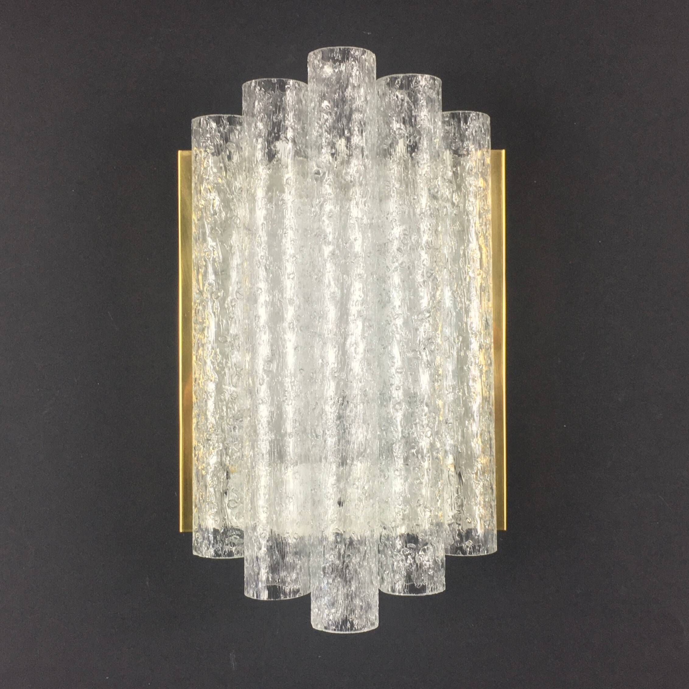 Mid Century Modern Ice Glass Wall Light From Doria, Germany, 1960s