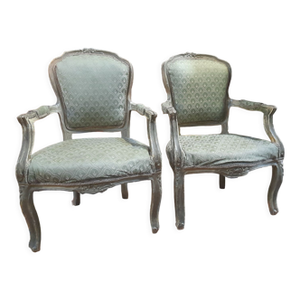 Paire fauteuils cabriolets style Louis XV