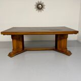 Ancienne table en noyer et loupe art déco année 30 France rallonges