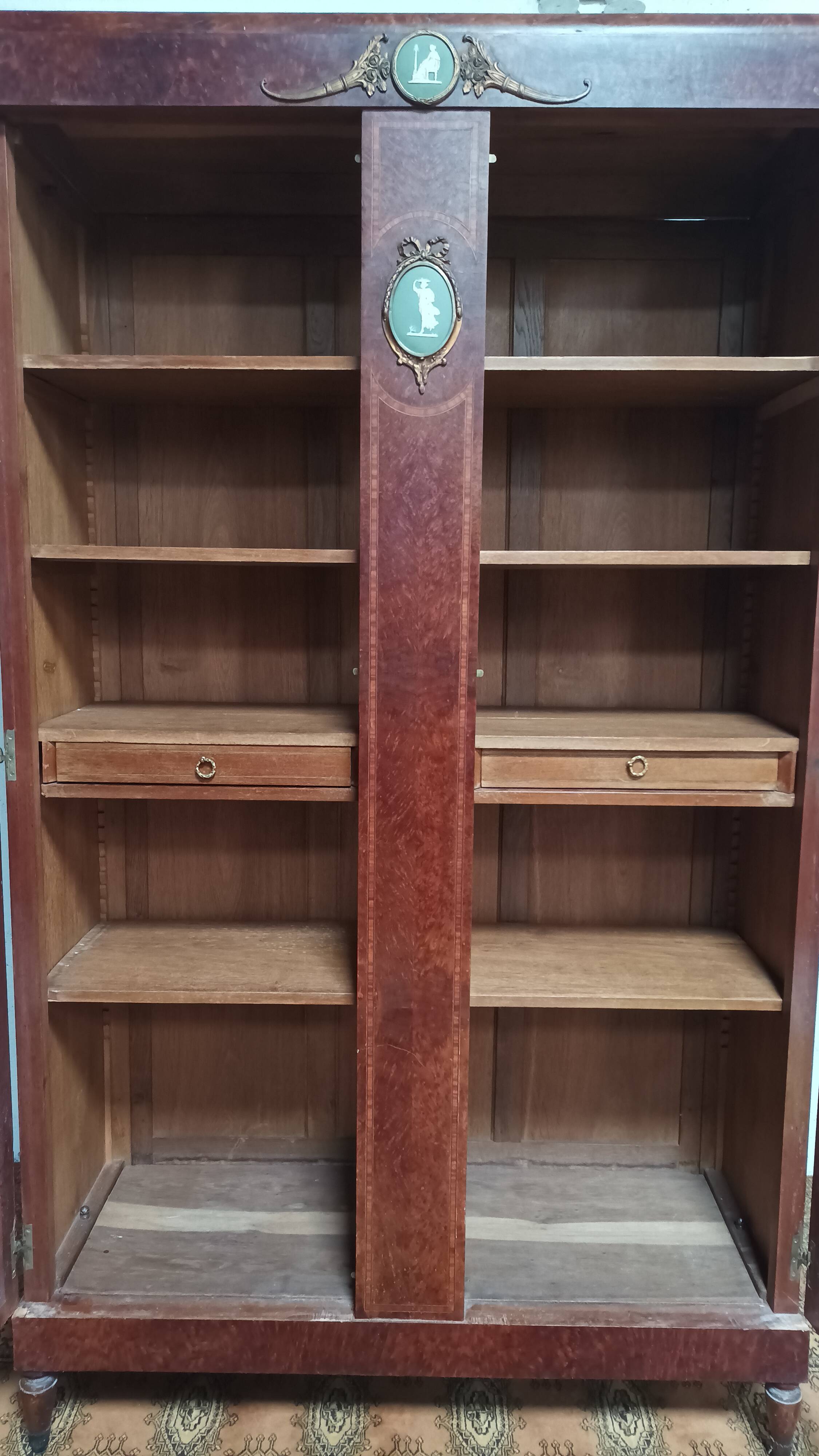 Louis XVI library in cedar burl