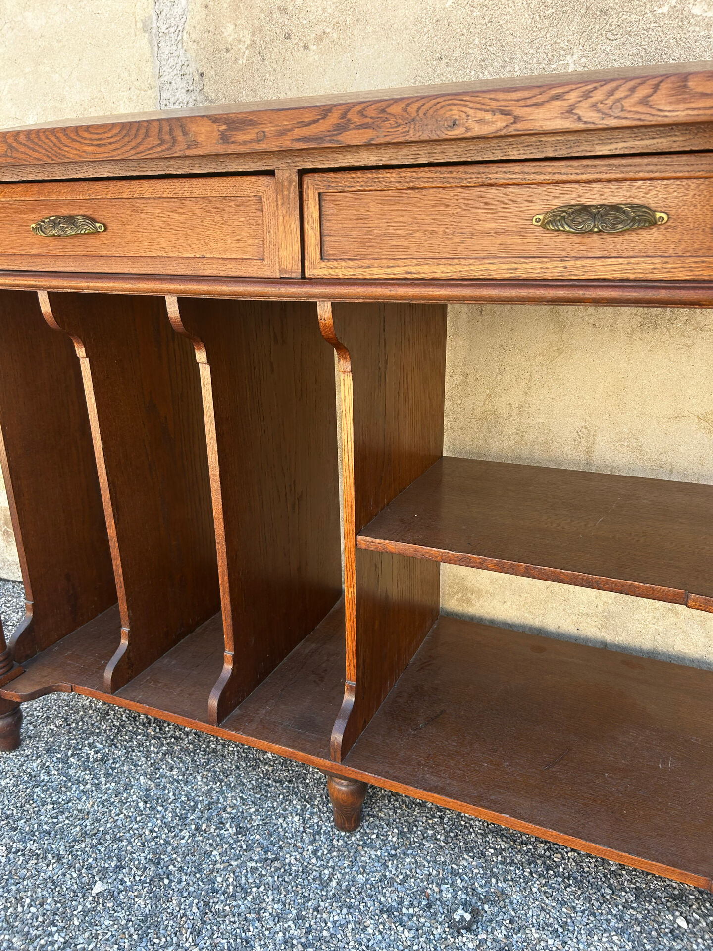 Ancien meuble de classement de banque en chêne – Mobilier de métier