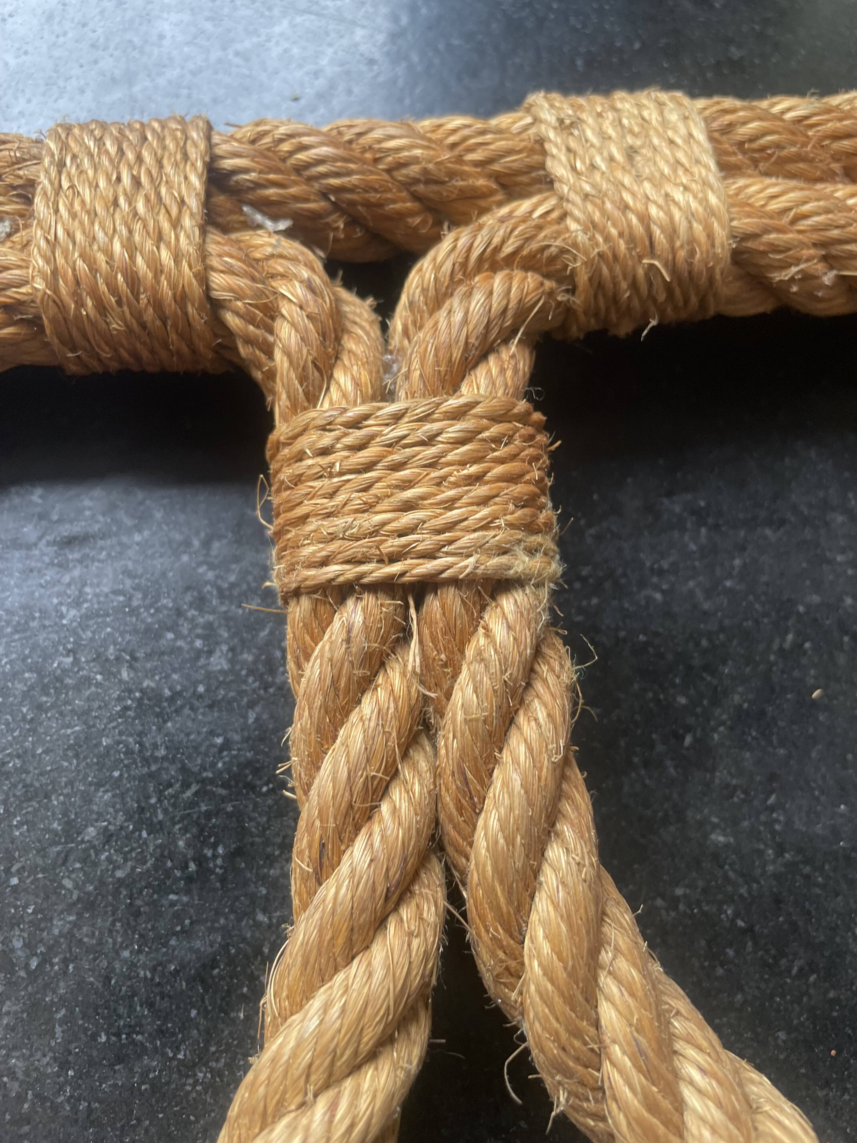 vintage wall coat rack in braided rope