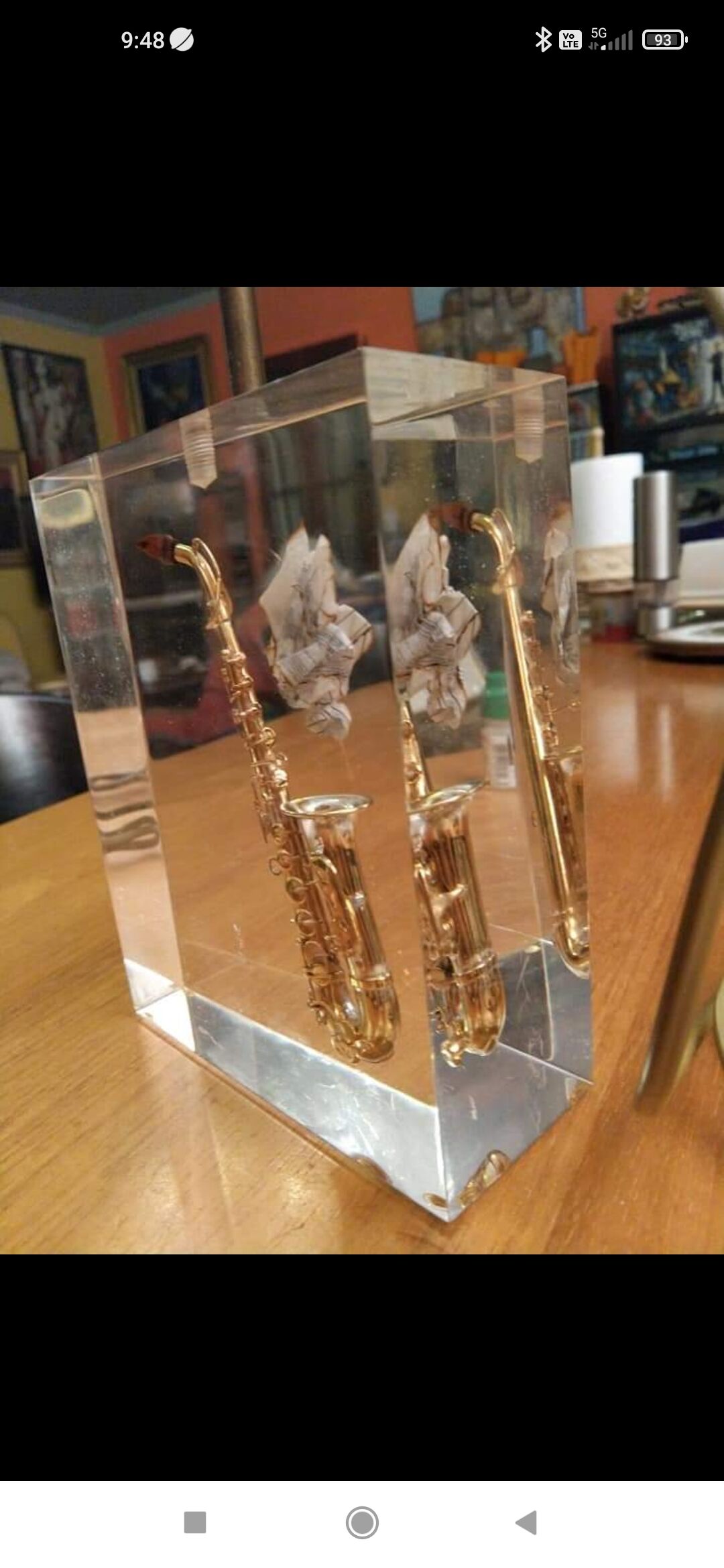 Fractal resin lamp base with inclusion by Pierre Giraudon circa 1970