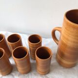 Set of 6 glasses in sandstone and carafe