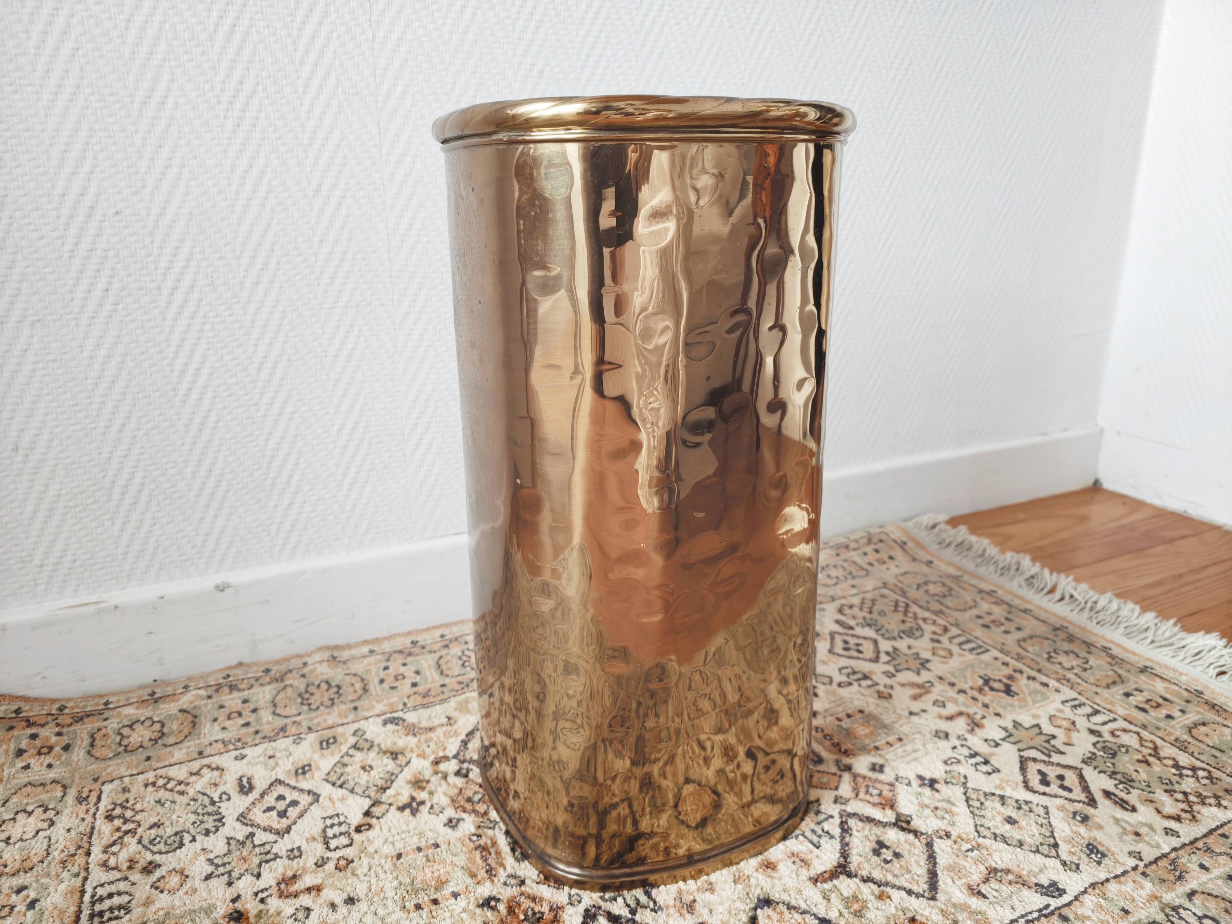 Italian brass hammered umbrella stand 1970-80