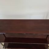 Grande étagère murale en acajou et laiton / années 60