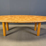 XXL dining table in burl and elm wood, 1980s