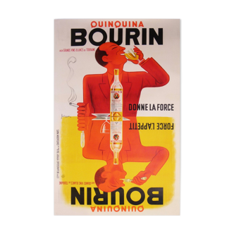 Old vintage poster bourin litho entoilée
