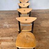 Series of 6 vintage curved wood bistro chairs