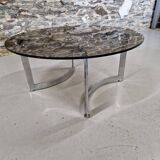 Paul Legeard designer coffee table in smoked glass and chrome
