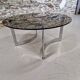 Table basse design Paul Legeard verre fumé et chrome
