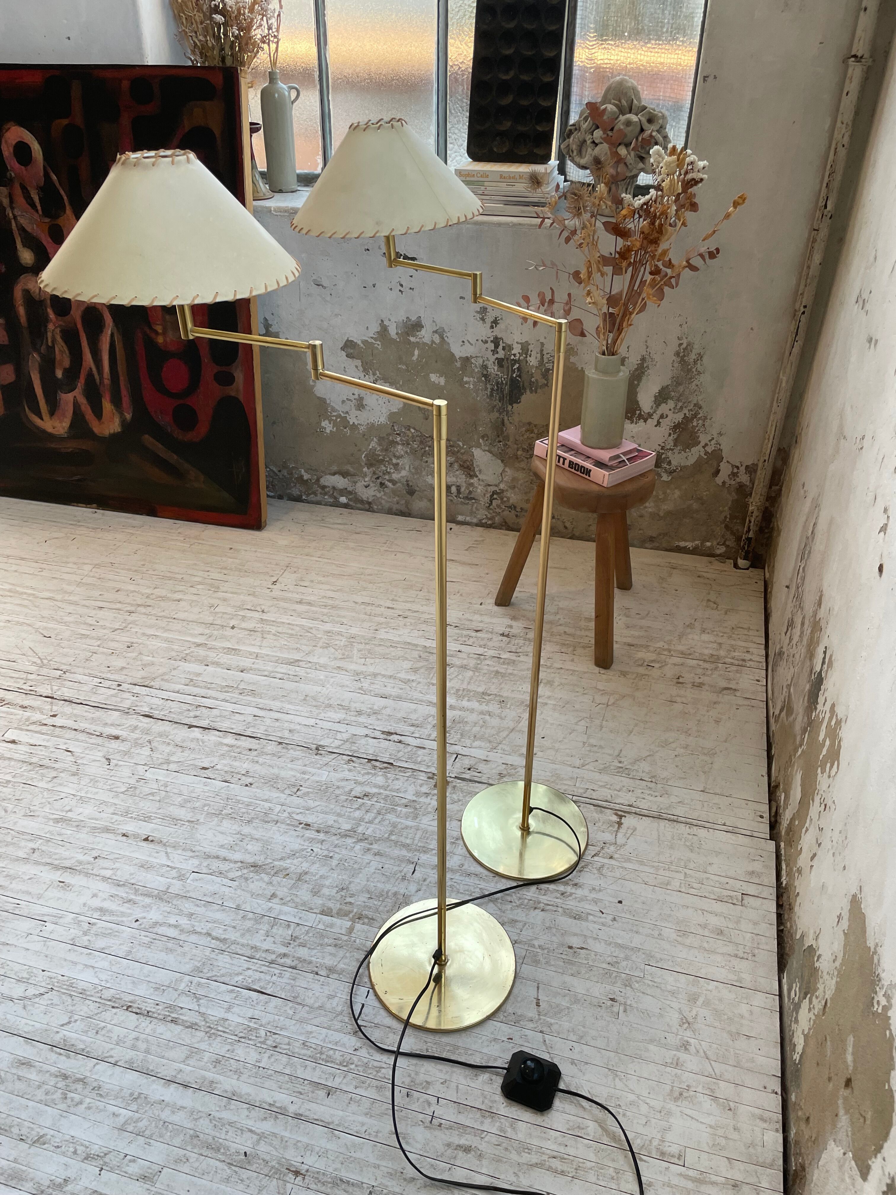 Pair of SCE floor lamps articulated brass 70s