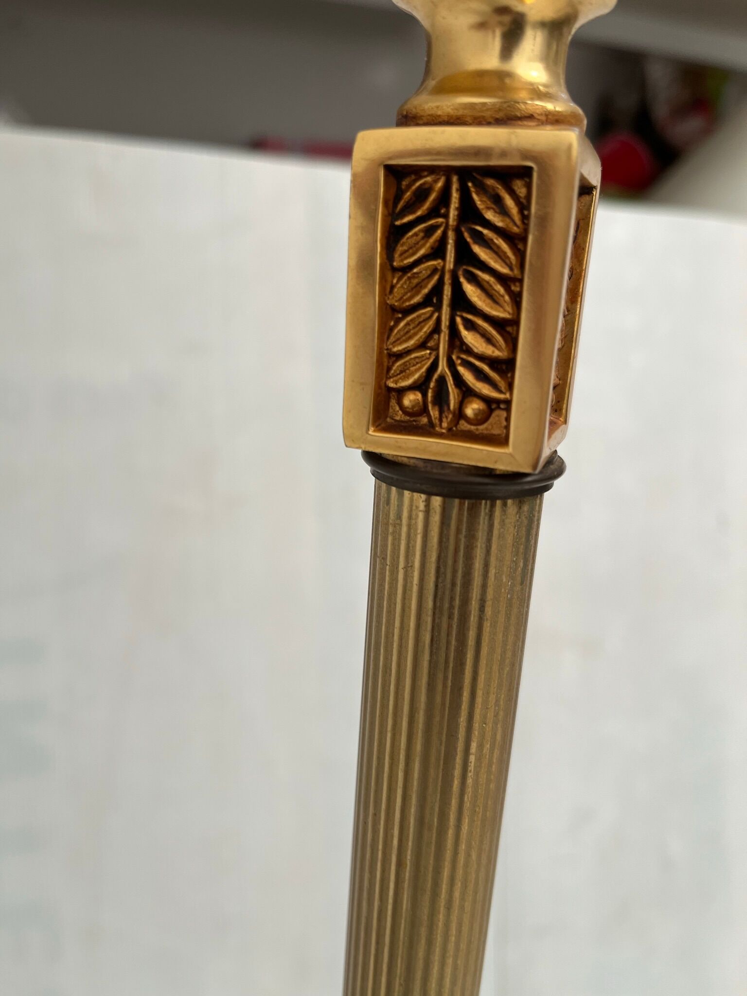 Vintage gilded brass tripod floor lamp