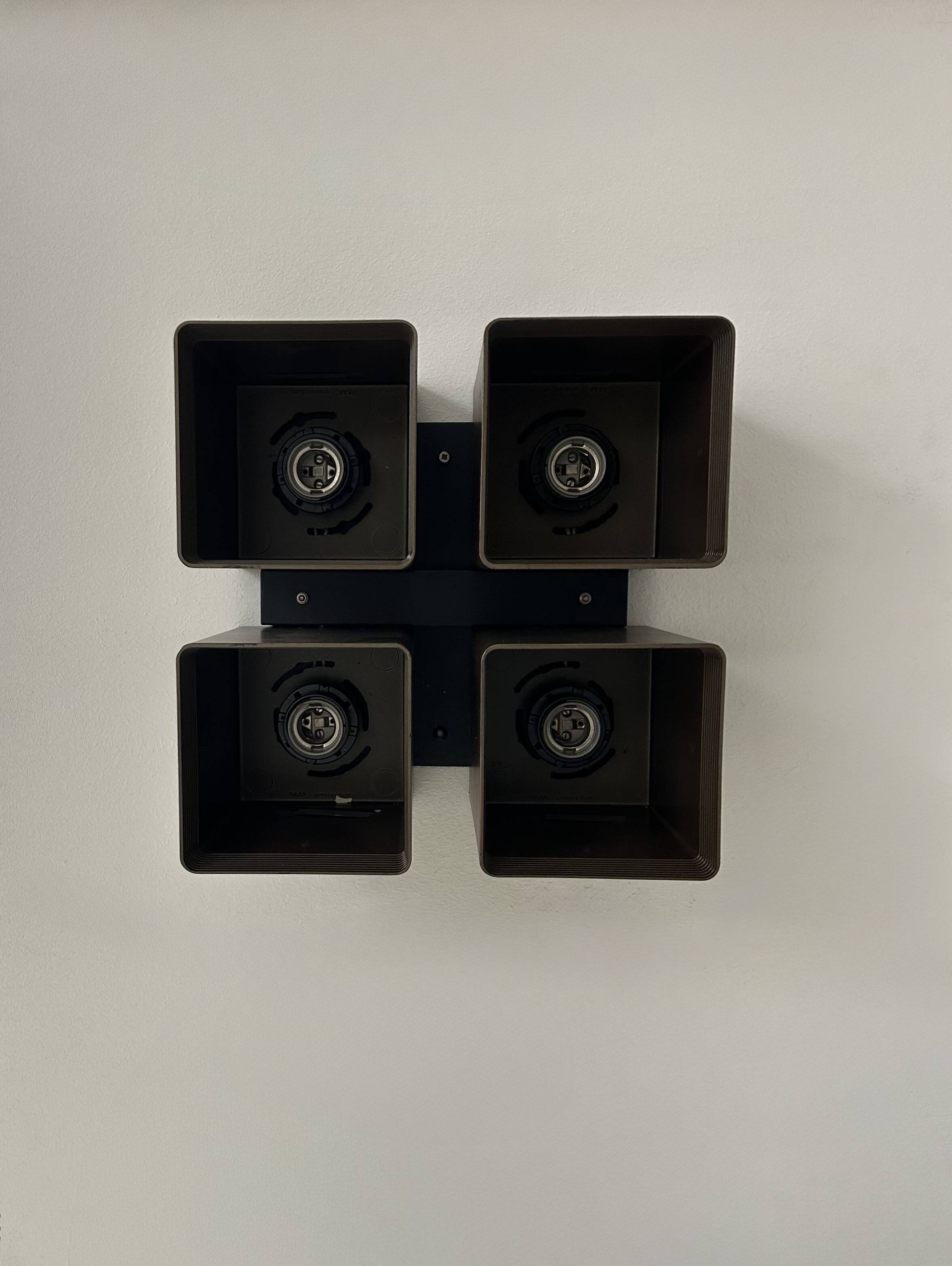 Vintage RAAK wall light, P1445, metal and brown ABS, Netherlands, 1970