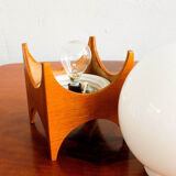 Small glass & wood table lamp, Czechoslovakia, 1960s