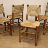 Série de 4 Chaises Charlotte Perriand Modèle "Bauche" Edition BCB