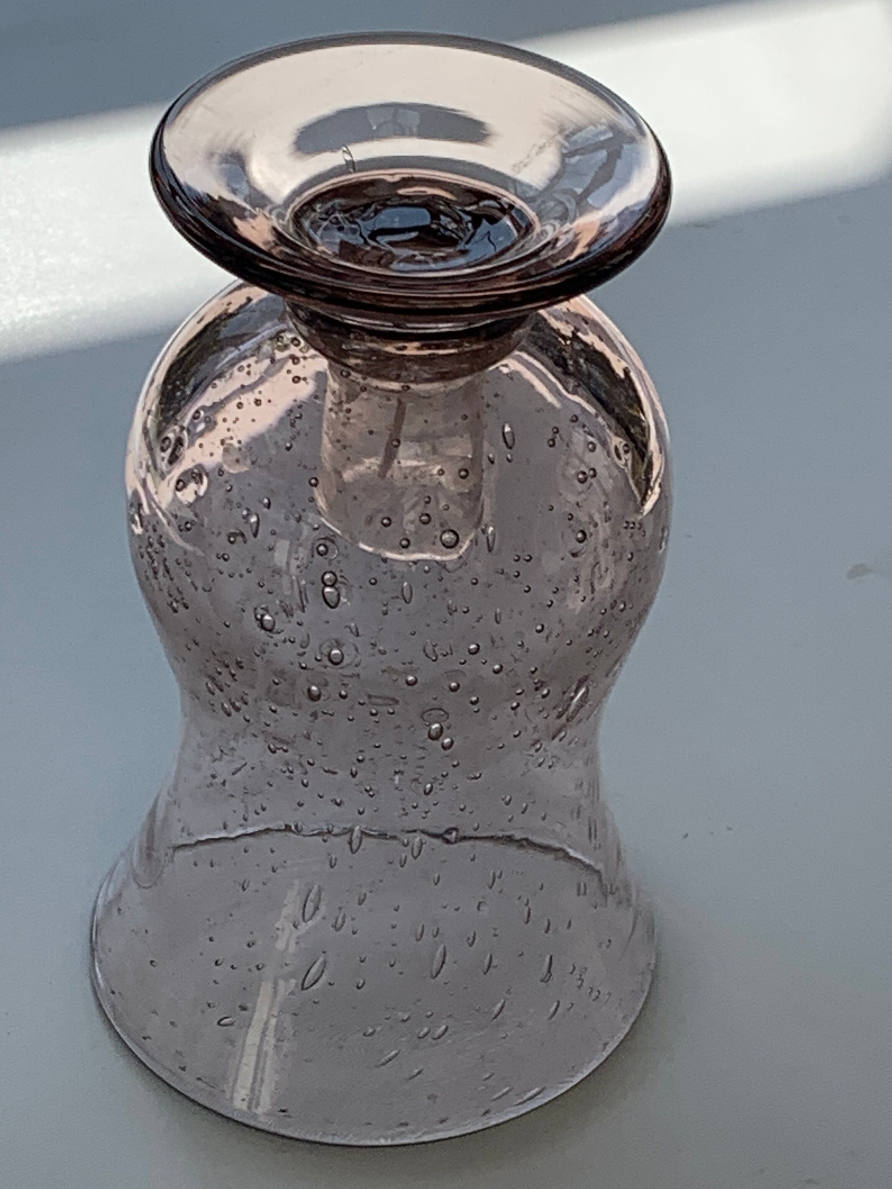 Photophore glass pink bubble parma unsigned vintage biot glassware