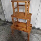 Nest of tables, pine, 1980s.