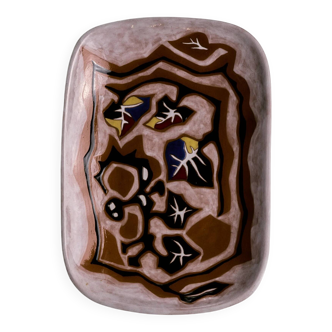 Plat rectangulaire en céramique, Jean Lurçat, 1950s