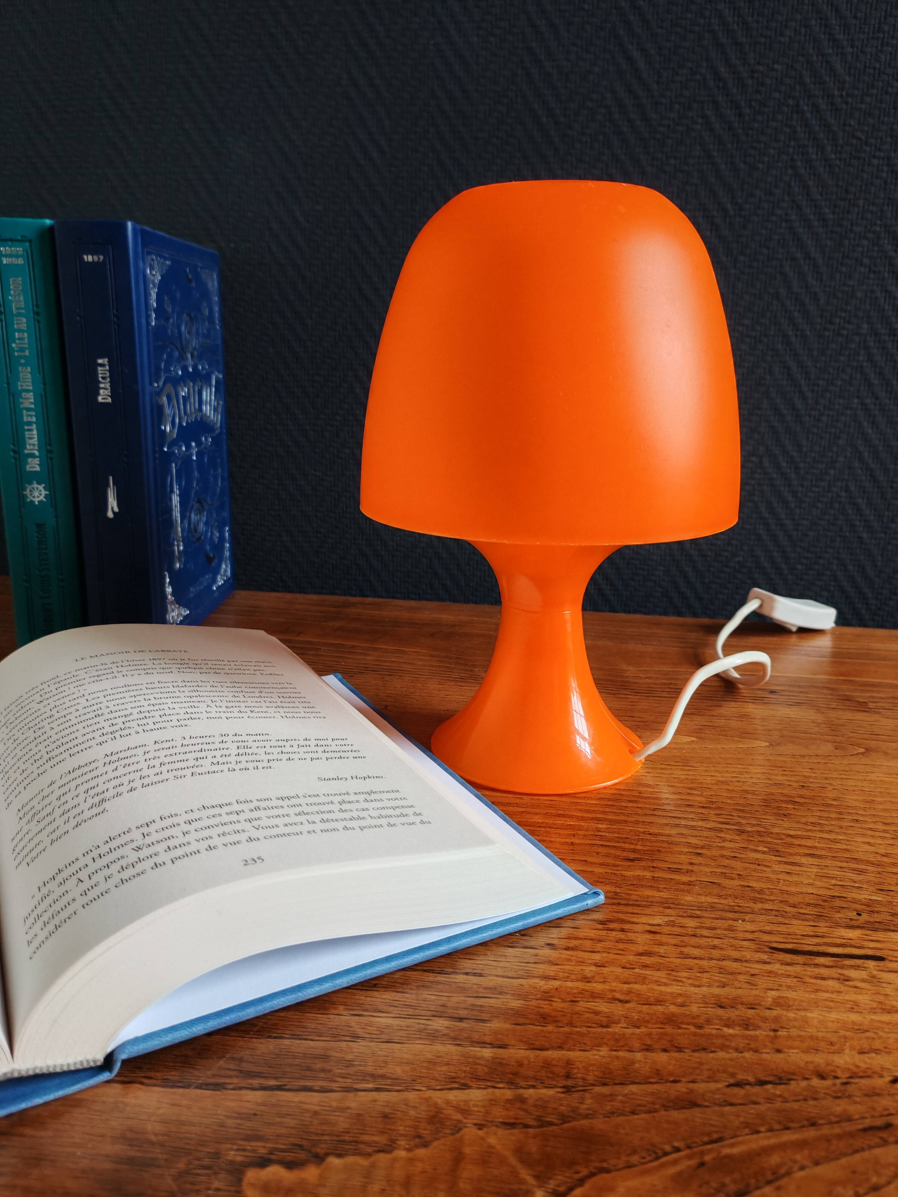 Lampe de table vintage/Lampe champignon en plastique orange