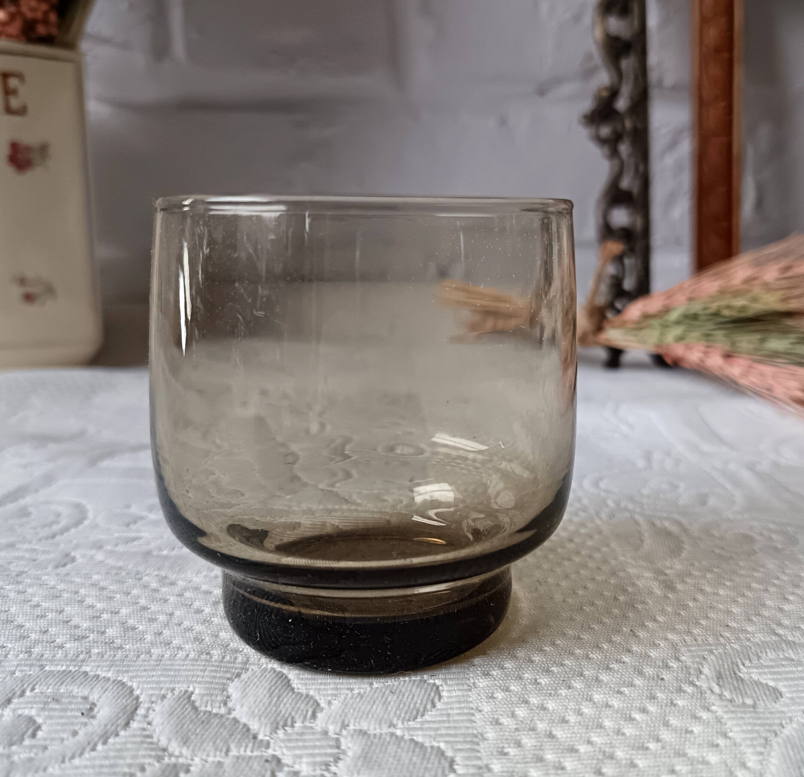 6 verres à eau Arcoroc Tivoli en verre fumé, France années 1980