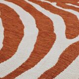Tapis vintage orange blanc zébré style ethnique