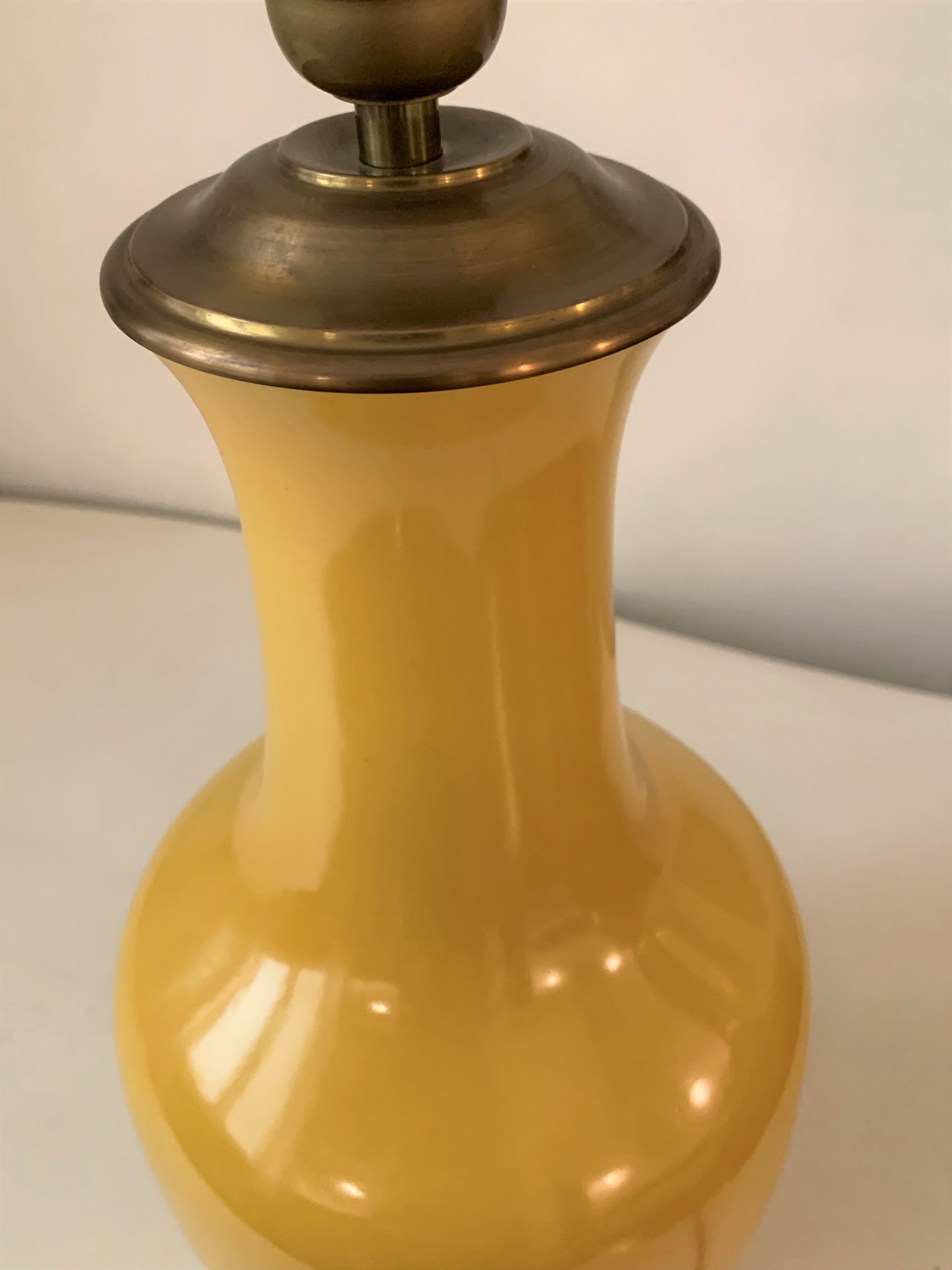 Yellow porcelain lamp foot