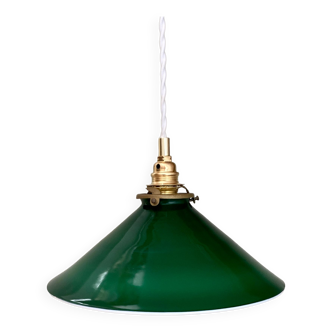 Vintage pendant lamp in green and white opaline