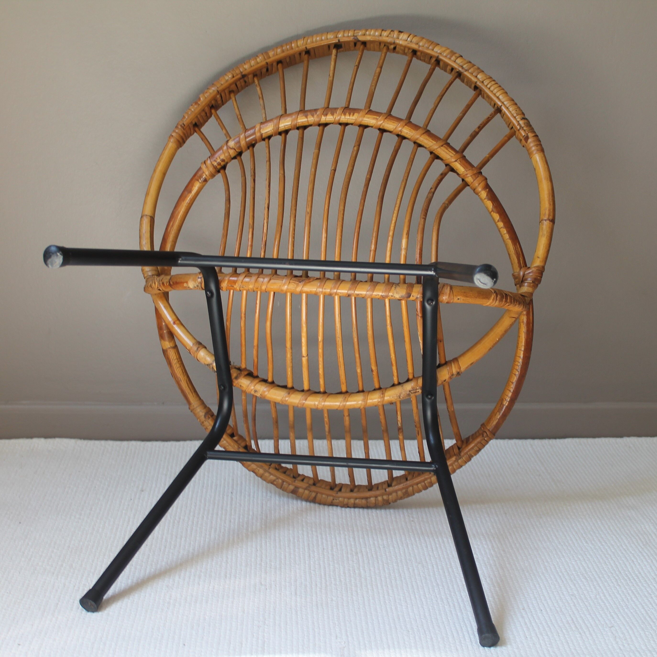 Vintage rattan shell armchair