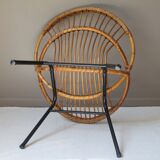 Vintage rattan shell armchair