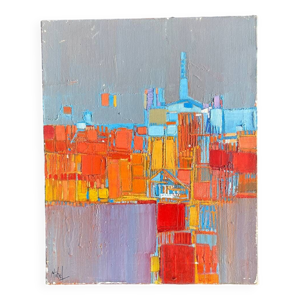 Tableau vintage huile - toile