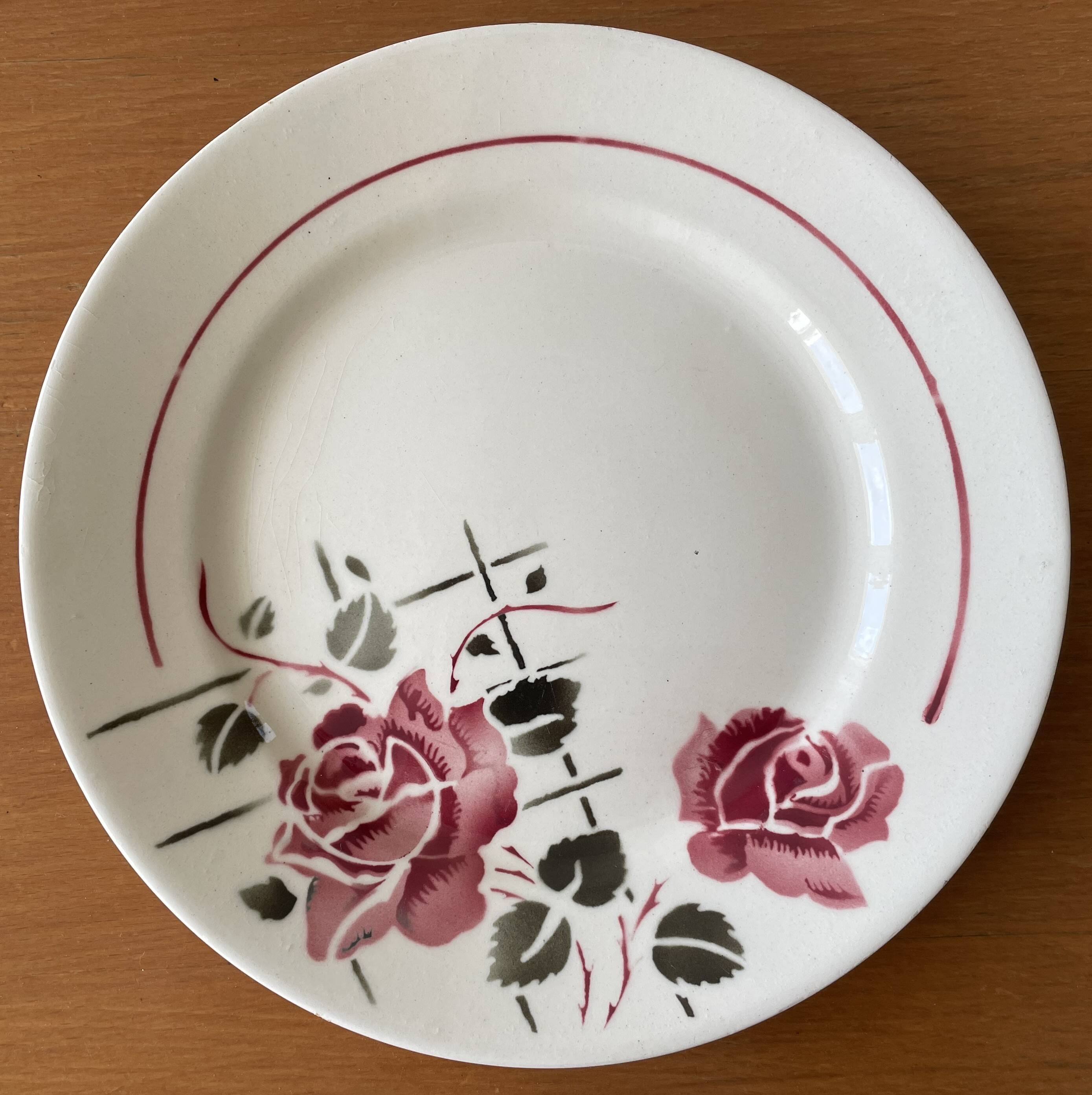 6 antique dessert plates in faience from badonviller