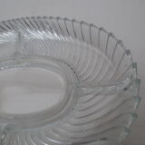 oval plate in molded glass with compartments