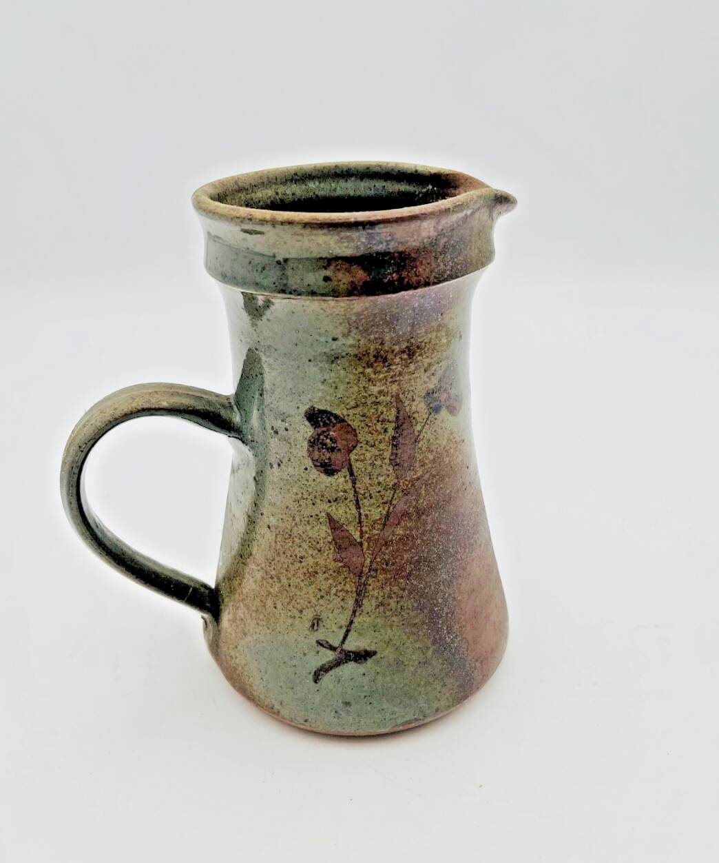 Savoyard glazed terracotta pitcher with leaf decoration - 661005