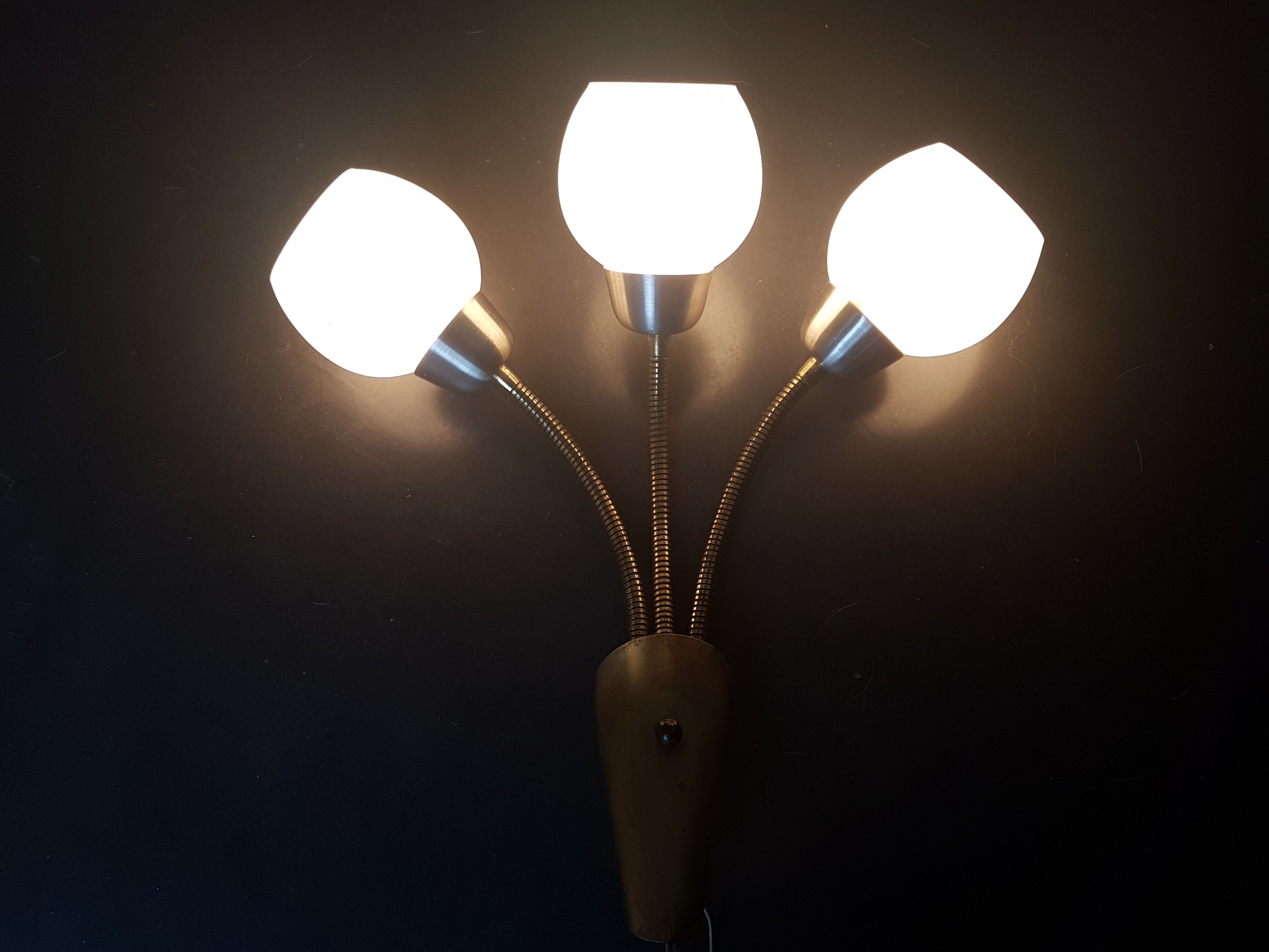 Wall light triple brass vintage