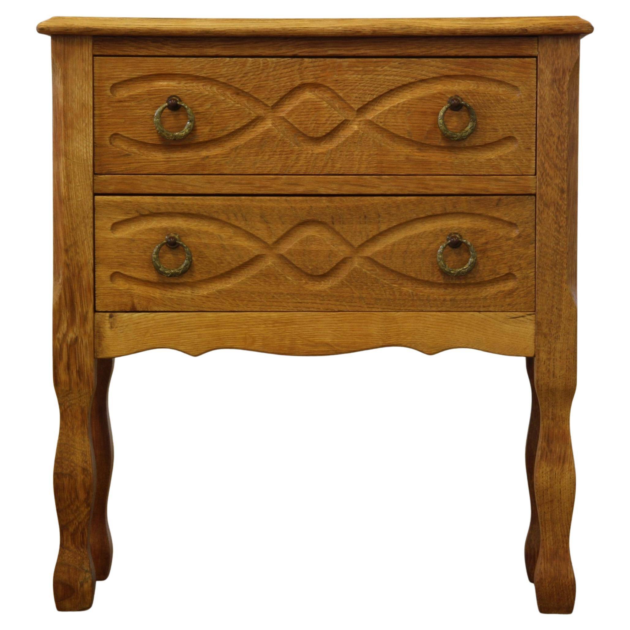 Vintage Danish 1960s oak nightstand / bedside table style of Henning Kjærnulf