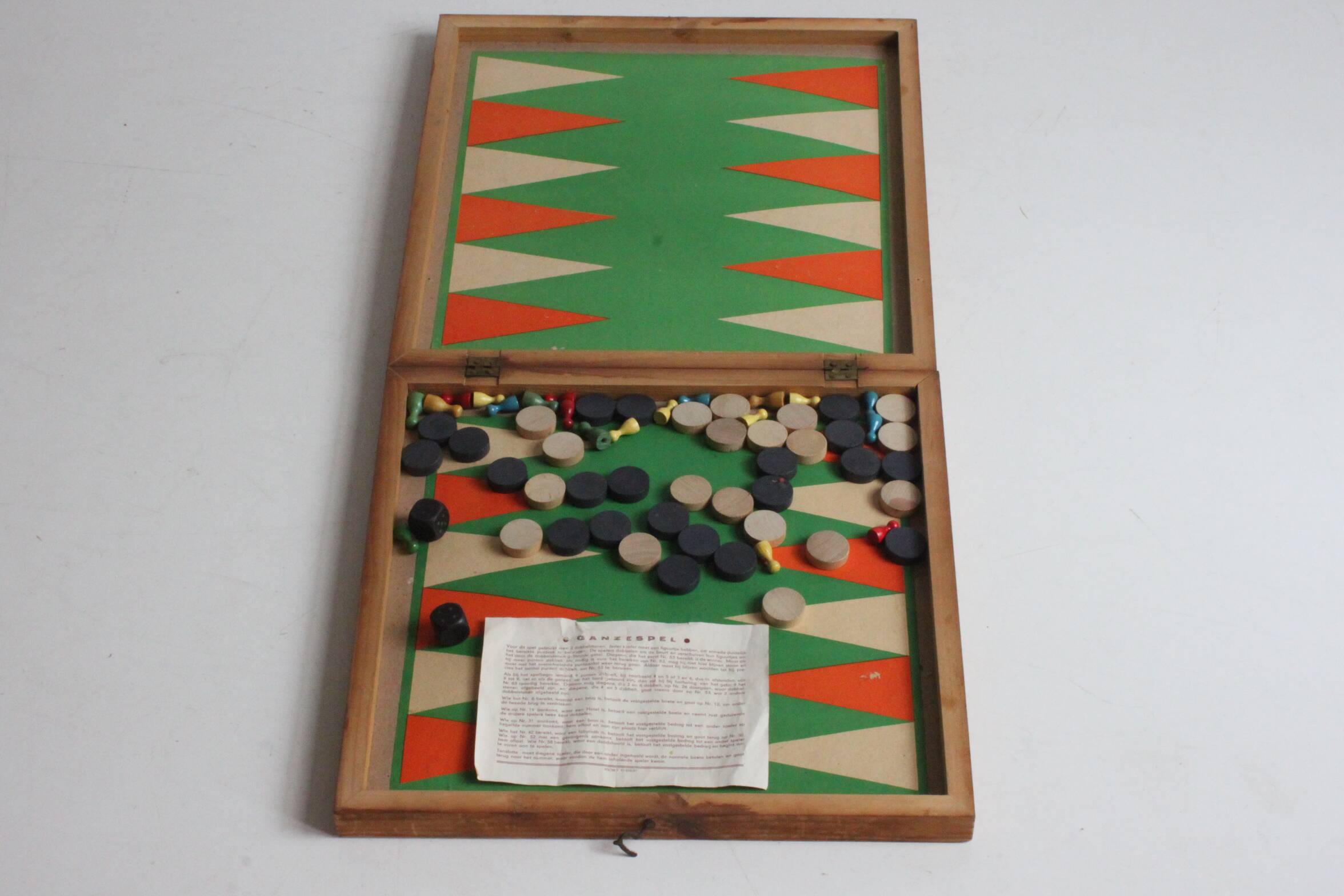 Vintage jeu de l'oie, backgammon and Ludo, 1930S.