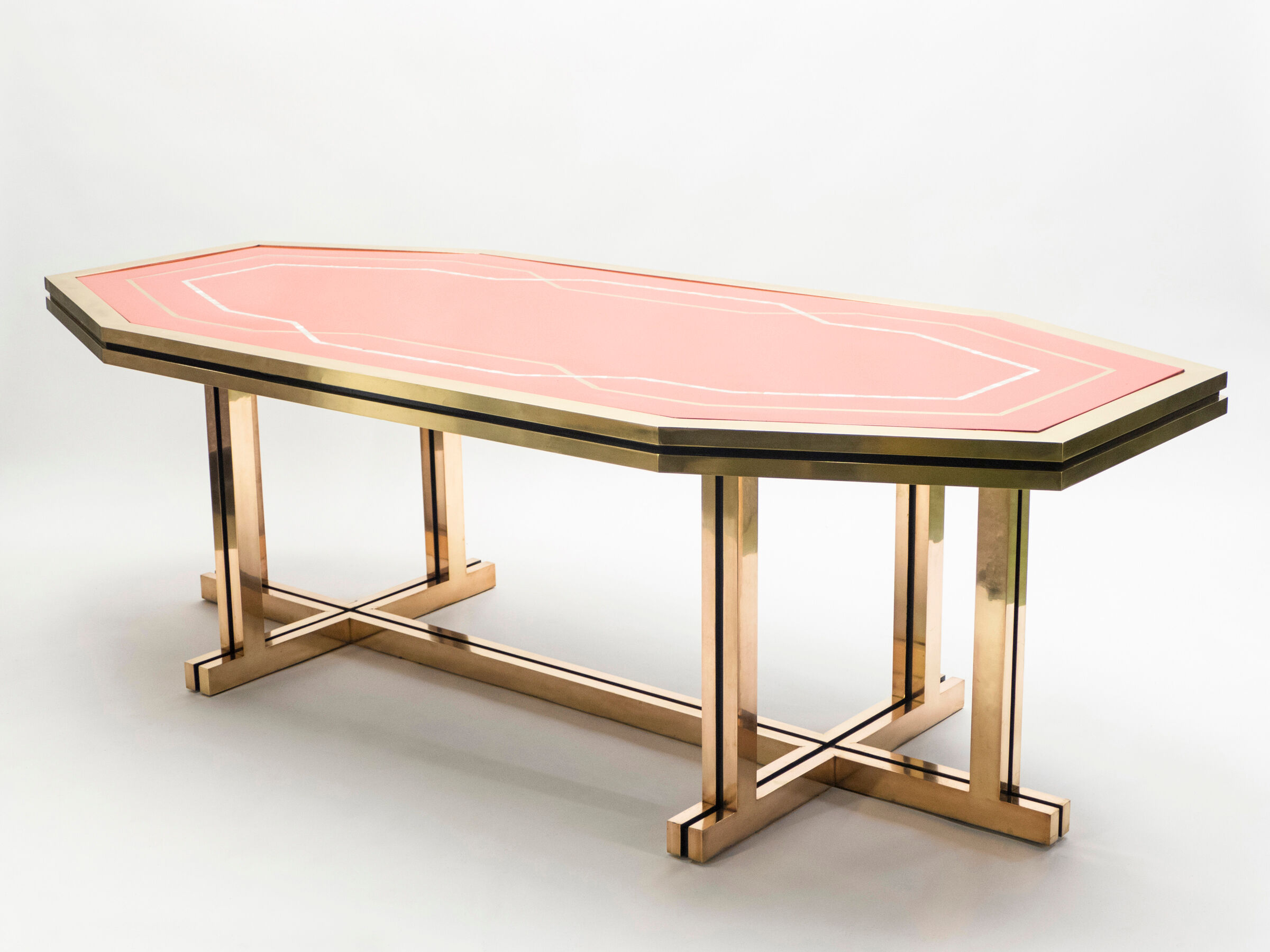 Red brass lacquered table  1970