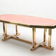 Table laquée rouge laiton 1970