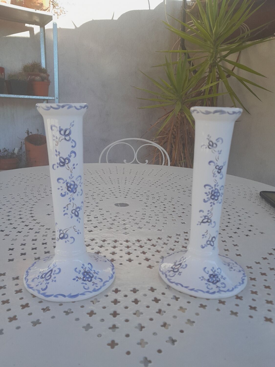 Earthenware candlesticks from Moustiers