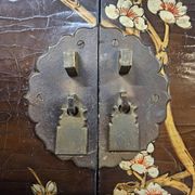 Vintage Chinese cabinet with birds & flowers, red & gold (bohemian)