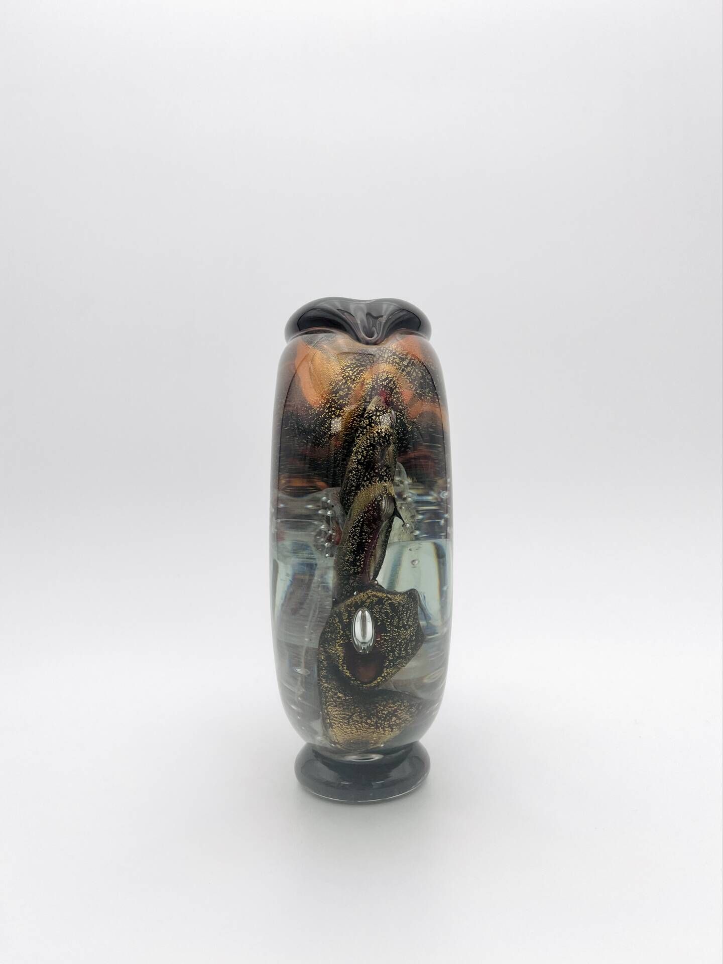 Sculptural Vase Robert Pierini Studio Glass 1994 Signed - Copper & Gold