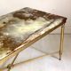 Vintage 1970s brass and marble coffee table