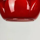 Pair of artichoke glass pendants in red by Peill and Putzler 1960