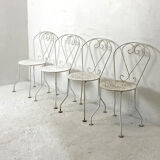 Set of 4 vintage wrought iron garden chairs 60's