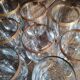 Set of 9 water or red wine glasses in crystal curled and gilded edging