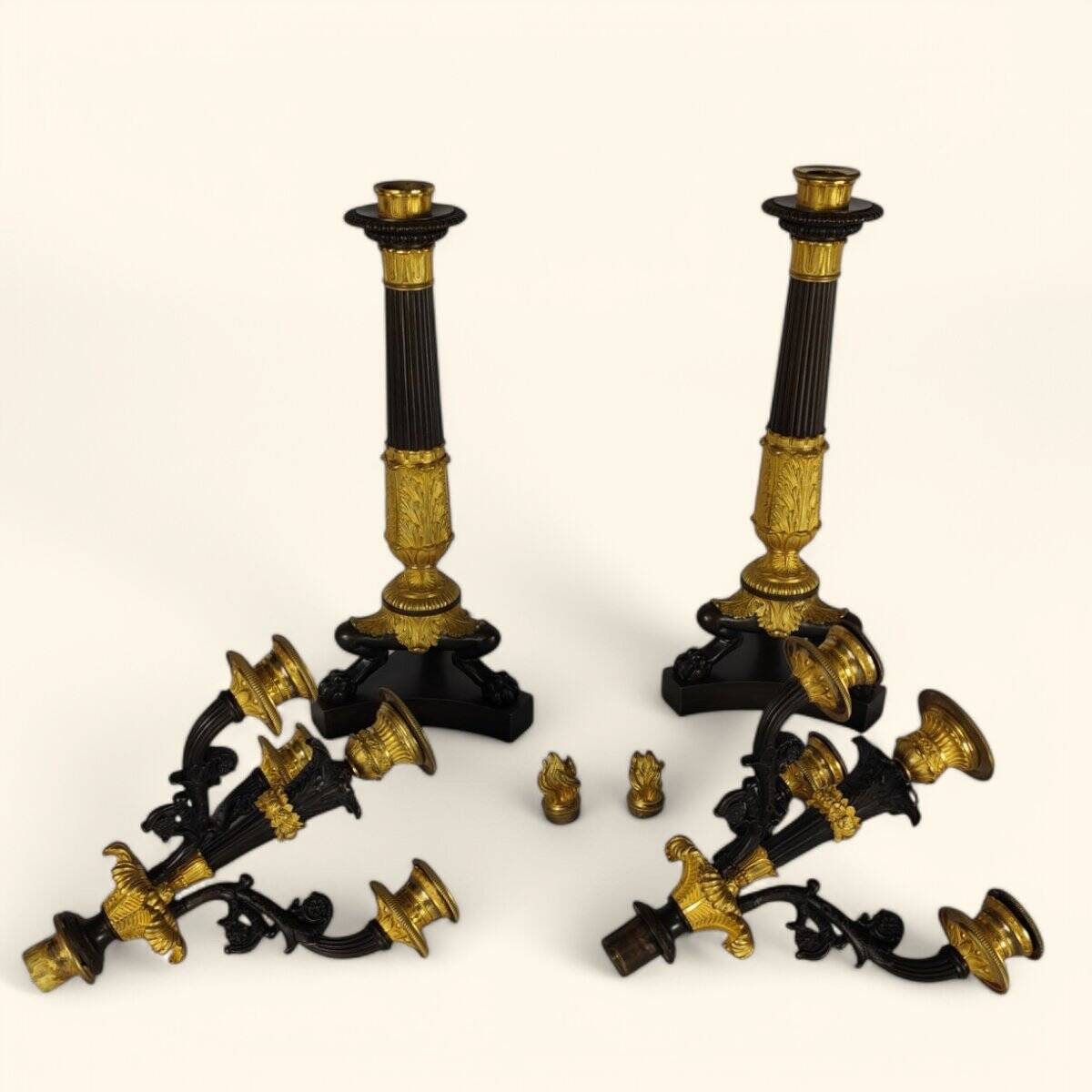 Large Pair of Gilded Bronze Chandeliers - Restoration Period (1815-1830)